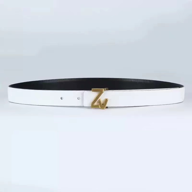 Couro falso feminino Cinto fino, cintura de letra, cinto jeans, novo