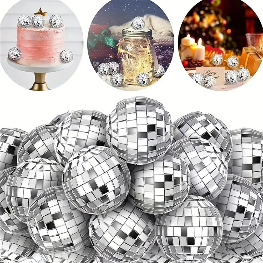 30 pçs mini bola de discoteca ornamentos vidro reflexivo prata baubles para mardi gras discoteca festa decoração espumante presente da árvore de natal
