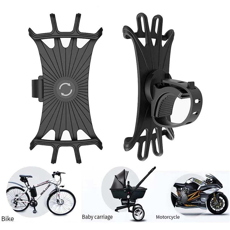 Supporto universale per telefono cellulare per bicicletta 360 supporto per Clip GPS per bici in Silicone rotante supporto per passeggino supporto per manubrio per moto