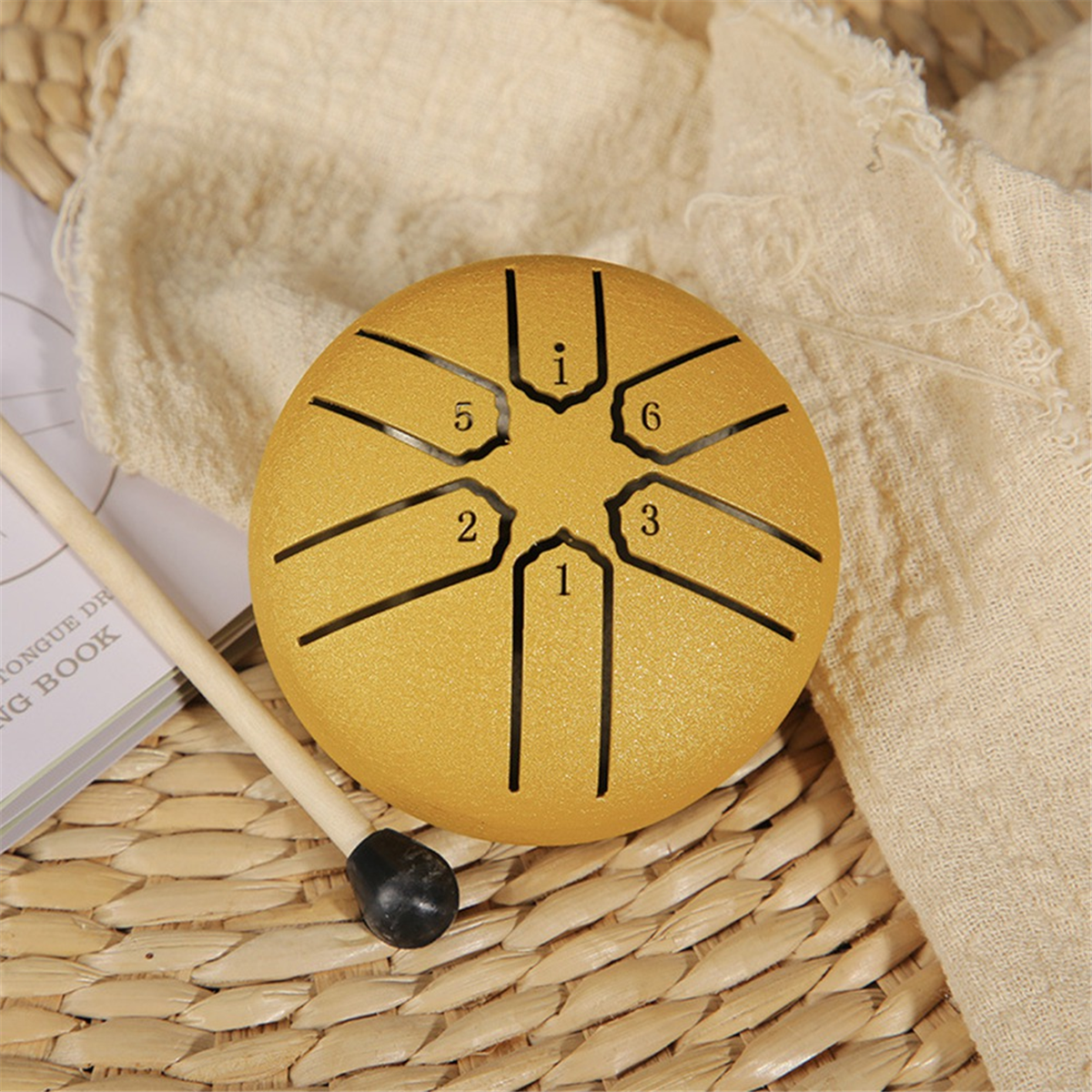 A71P 3 นิ้ว 6-TONE เหล็กกลอง MINI Hand PAN กลอง Drumsticks Percussion เครื่องดนตรีกลองอุปกรณ์เสริม B