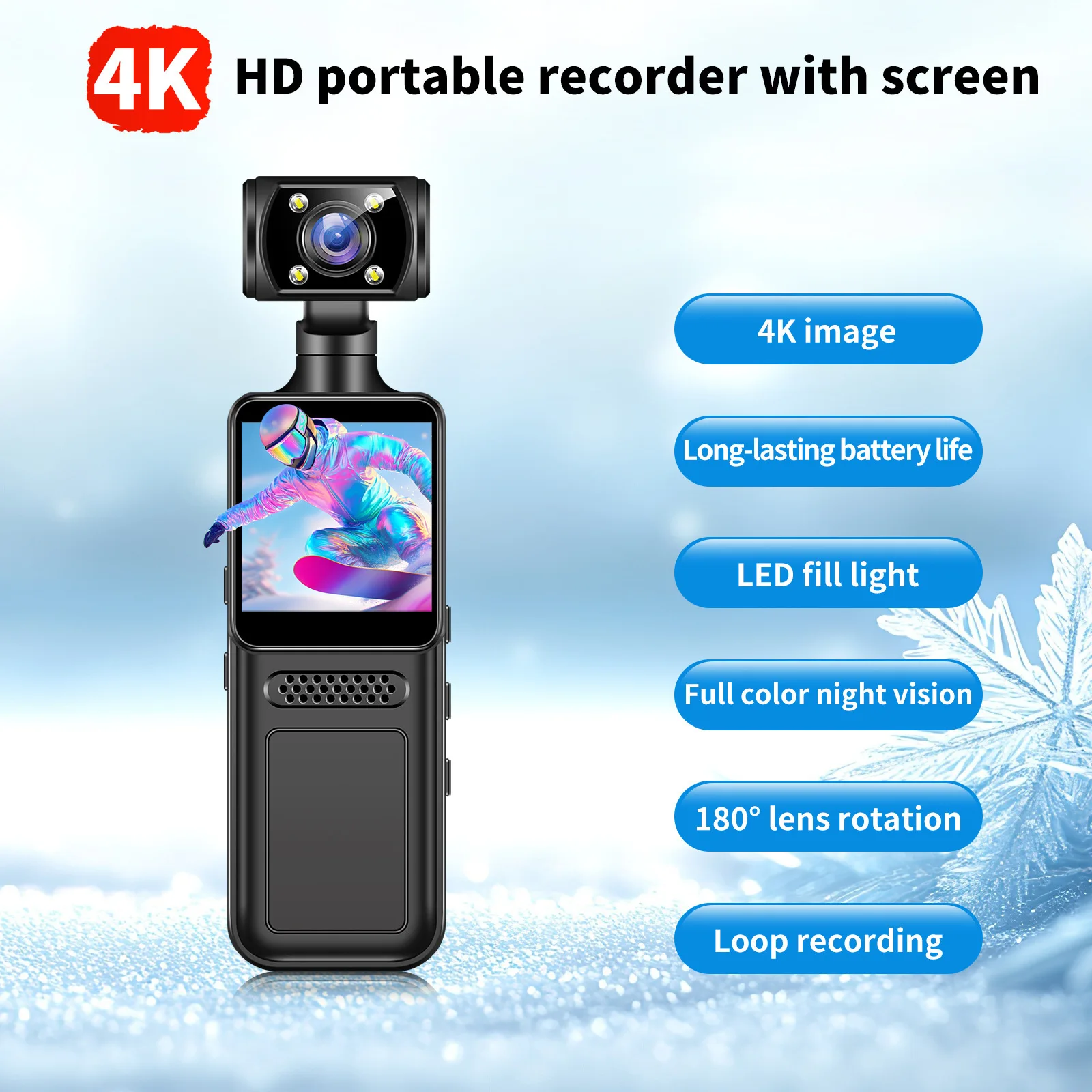 Mini cámara 4K HD, vídeo Digital portátil, grabadora para entusiastas de la aptitud, cámara corporal, visión nocturna infrarroja, videocámara para bicicleta, deportes DV