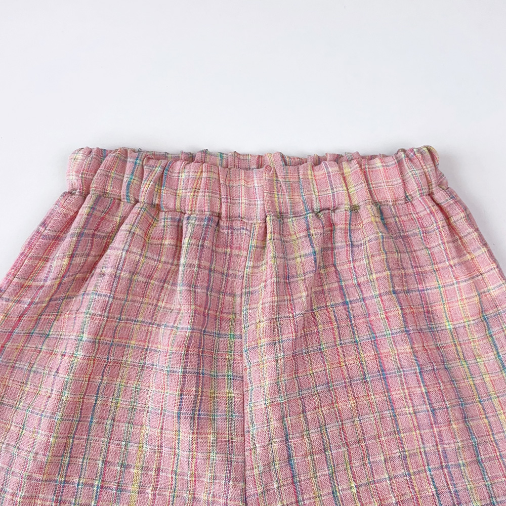 Conjunto de duas peças de verão para meninas rosa com top sem mangas de peito único e calças casuais, novos conjuntos infantis roupas infantis