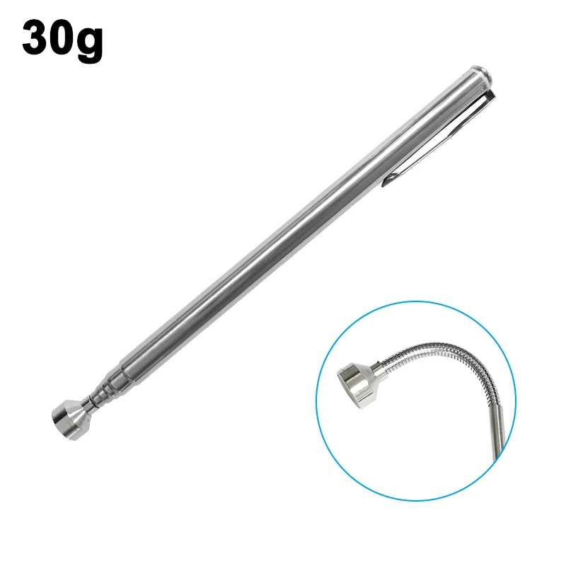 Tragbarer magnetischer, teleskopischer, silberner Universal-Tonabnehmer mit Stiftclip, magnetischer Saugstange, Autoreparatur, manuelles Werkzeugzubehör