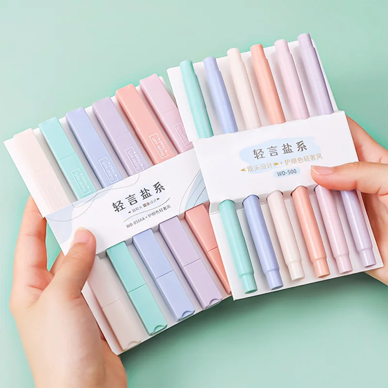 6 ชิ้น/เซ็ต Morandi สี Highlighter MARKER ปากกา Double-HEAD Highlighter ปากการายการเครื่องเขียน Back to School อุปกรณ์สาวของขวัญ