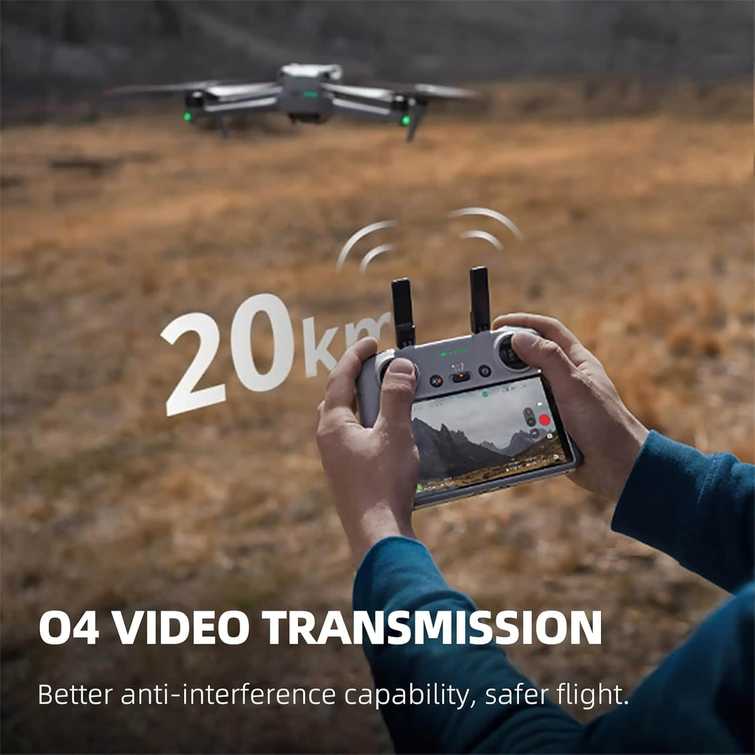 Controle remoto RC 2 com processador de próxima geração, transmissão O4 de 20 km com tela FHD de 5,5 polegadas Controlador inteligente para drones