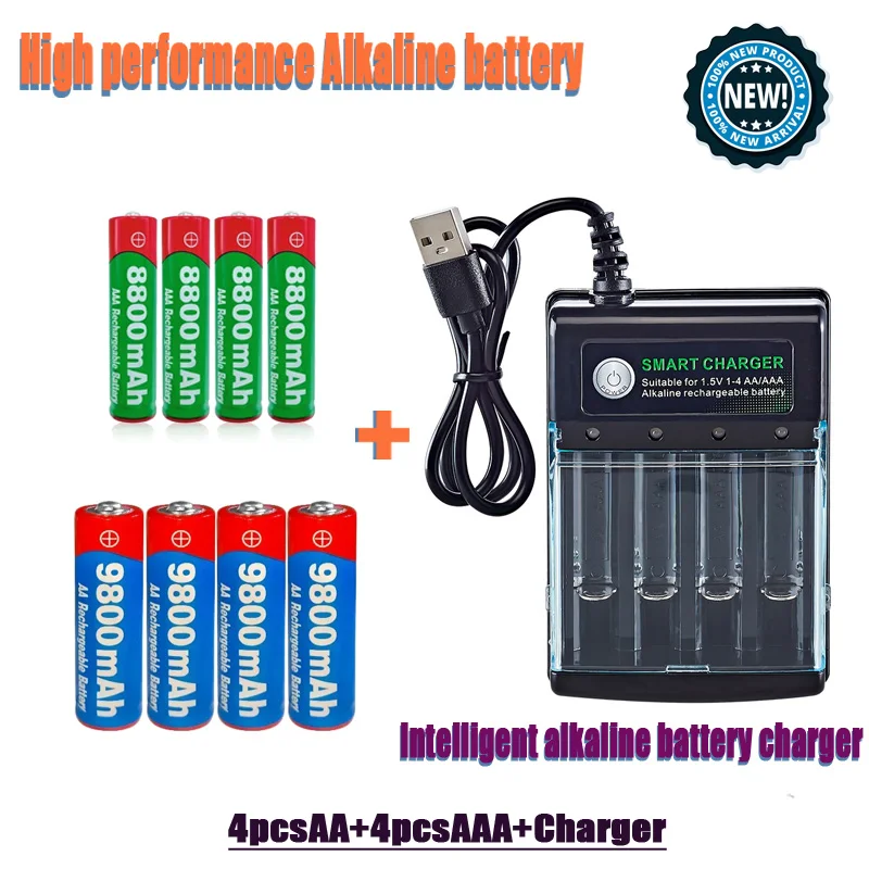 1.5V AA9800Mah+AAA 8800Mah smart Charger HighPerformance Rechargeable Battery for Computer Clock RadioVideo Game Electronic toys