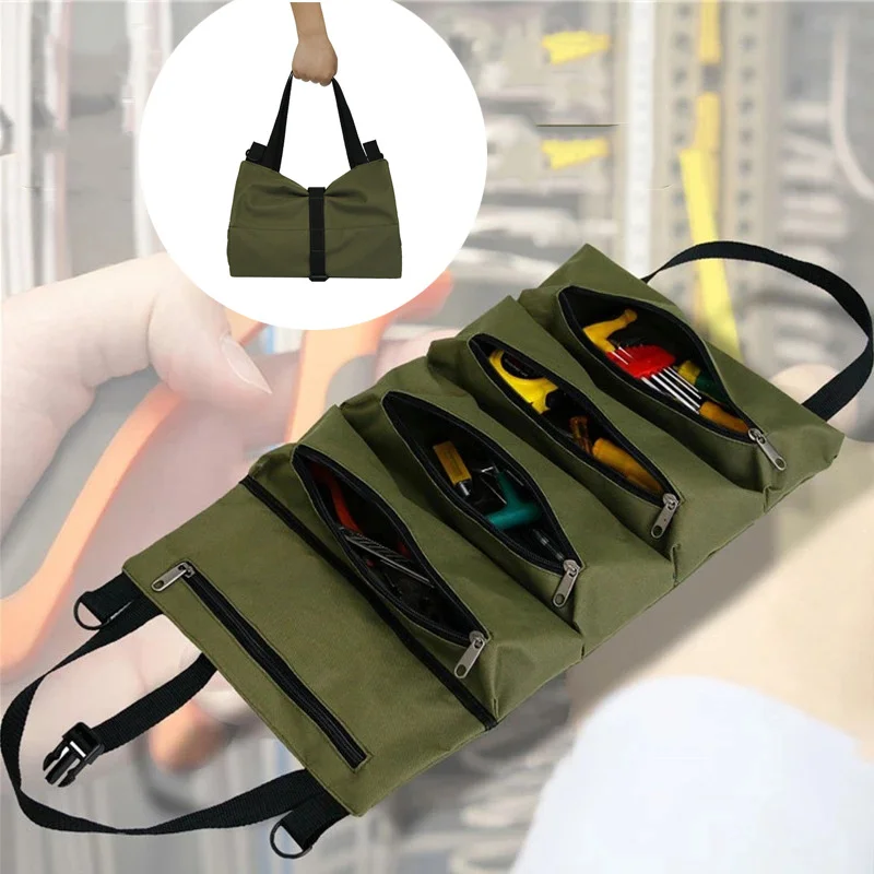 Bolsa de herramientas multiusos, bolsa de herramientas profesional multibolsillo de alta calidad, bolsa organizadora de herramientas pequeñas portátil enrollable