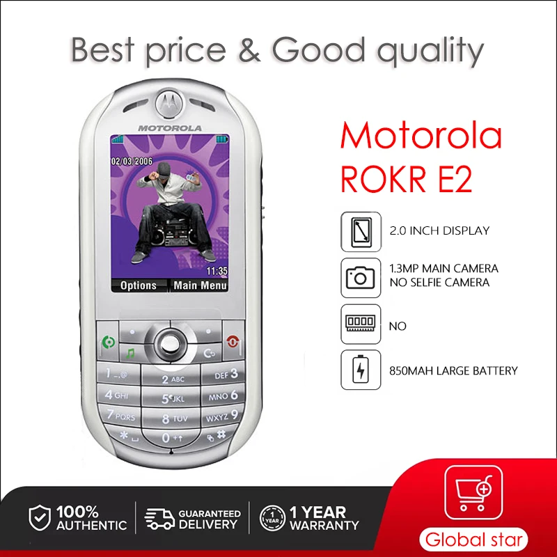 Original Motorola ROKR E2 Unlocked Refurbished Mobile Phone GSM  900 / 1800 / 1900 Good Quality With 1 Year Warranty