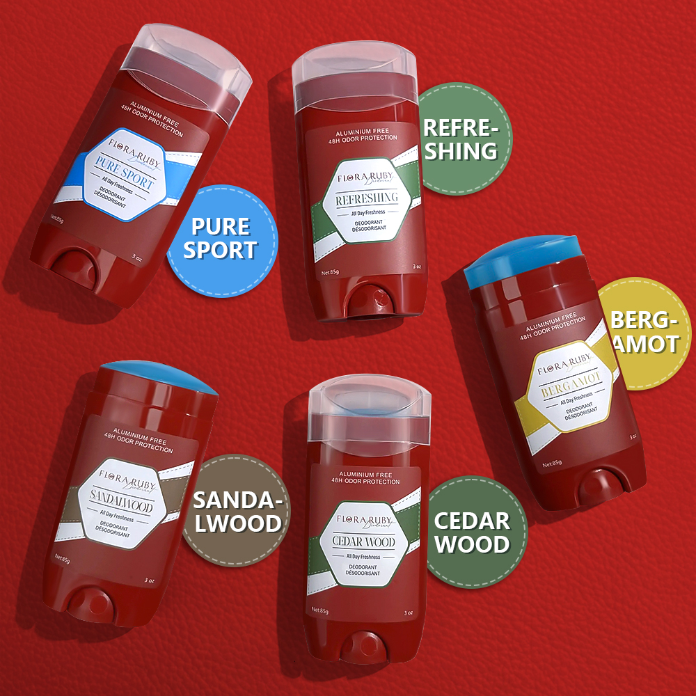 Desodorante sem alumínio para homens, proteção contra odores 48H, frescor 48H e durabilidade, com perfume de cedro de sândalo, 85g/3OZ