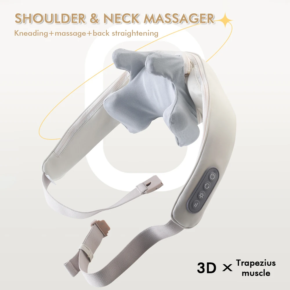 Draadloze nek- en rugmassager Schouderkneedmassage Sjaal Cervicale ontspannende trapeziumstimulator