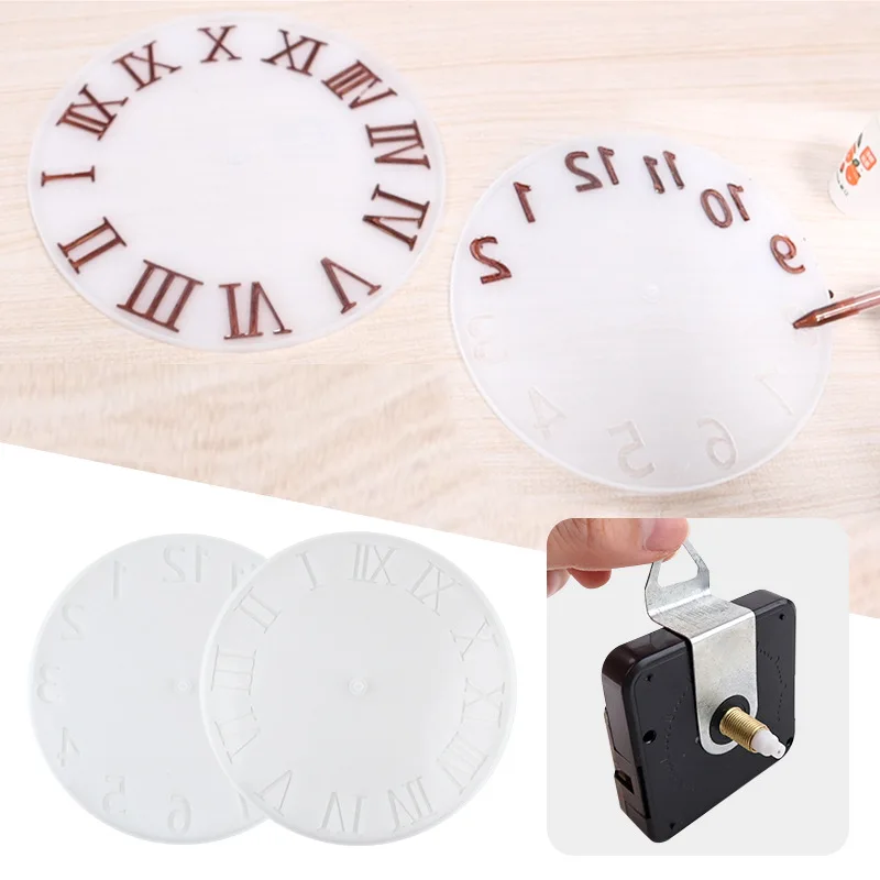 Molde de reloj epoxi de 10 pulgadas con accesorios de reloj DIY reloj digital árabe romano molde de silicona epoxi