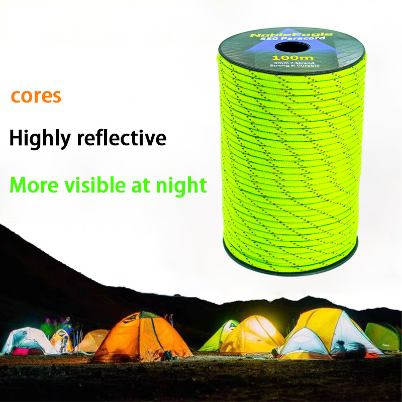 Paracord reflexivo militar 7 fios 4mm 550 cabo de pára-quedas tático barraca de acampamento cordão diy pulseira tecelagem corda