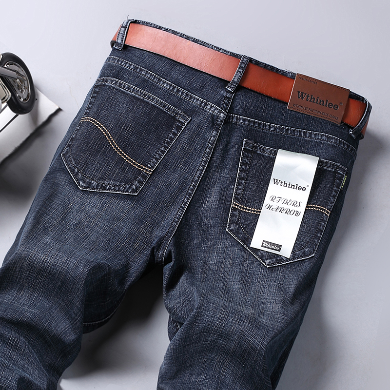 Wthinlee Slim Washed Jeans, lässig, gerade, Stretch, modisch, klassisch, blau, schwarz, Arbeits-Denim-Hose, männliche Markenkleidung