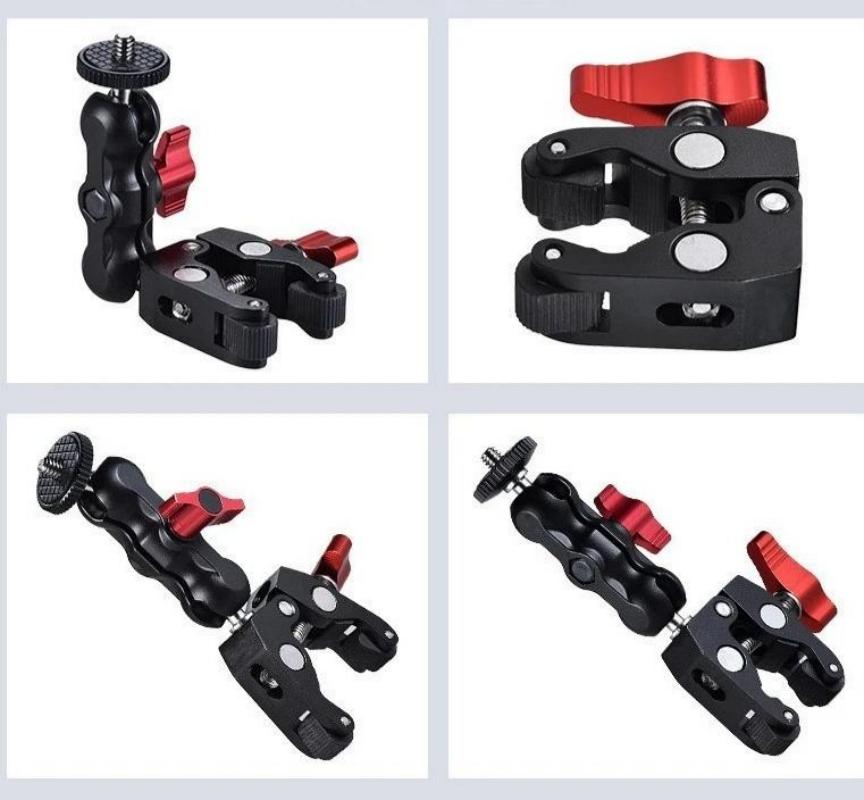 Super Clamp Camera Clamp Mount Monitor 360° Ballhead Magic Arm Double Ball Head Adapter for DSLR Camera/Gopro/LED Lights/phone