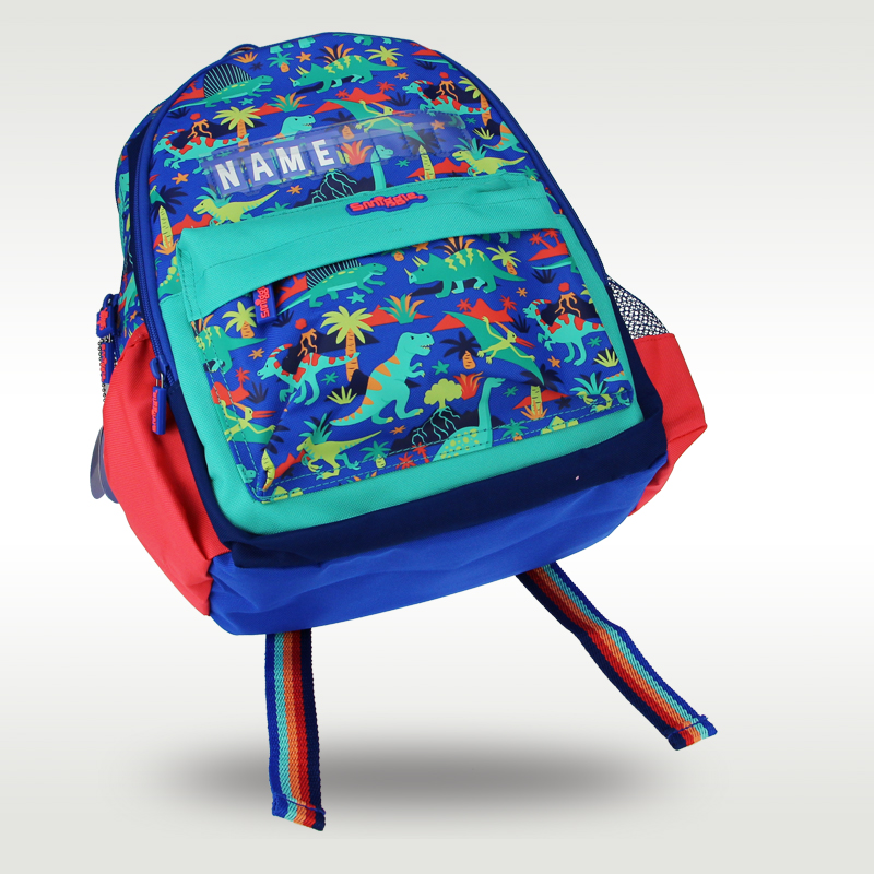 Australia original Smiggle hot-selling children's schoolbag boy cool blue-green dinosaur card primary school backpack 14 inches