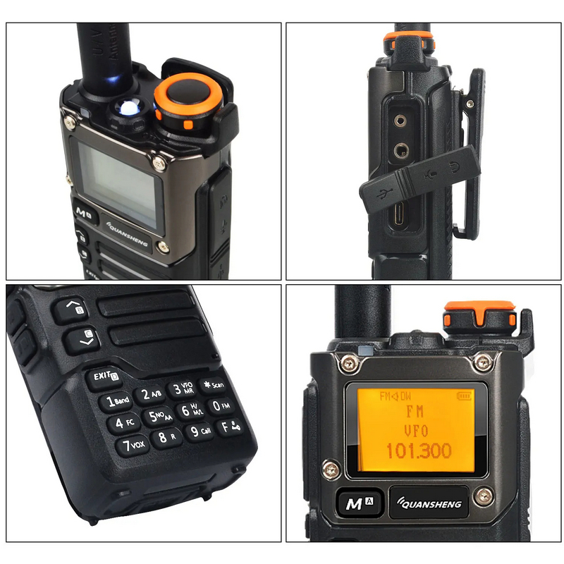 Quansheng UV-K6 워키토키, 양방향 라디오, 풀 밴드 수신, C타입 충전, 에어 밴드 DTMF NOAA, 5W UV-K58 UV-K5(8), 50-600MHz