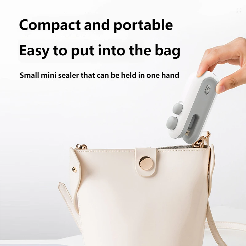 Mini Sealing Machine USB Rechargable Heat Sealer Storage Bag Plastic Package Food Sealer Clip Bag Handheld Food Heat Sealer