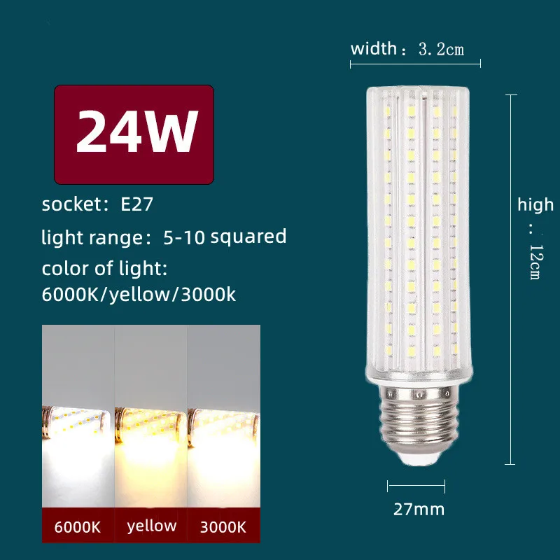E27 หลอดไฟ LED ข้าวโพด AC85-265V E14 ไฟ LED 10W 20W 24W ห้องนั่งเล่นห้องนอนโคมไฟตกแต่ง 220V หลอดไฟบ้านอุปกรณ์ 110V