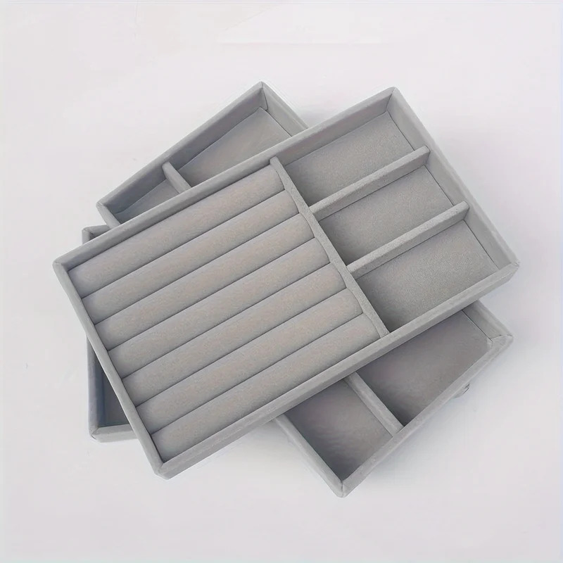 1PC Velvet Stackable Jewelry Display Box – Exquisite Ring, Earring & Necklace Organizer | Portable Travel Jewellery Holder