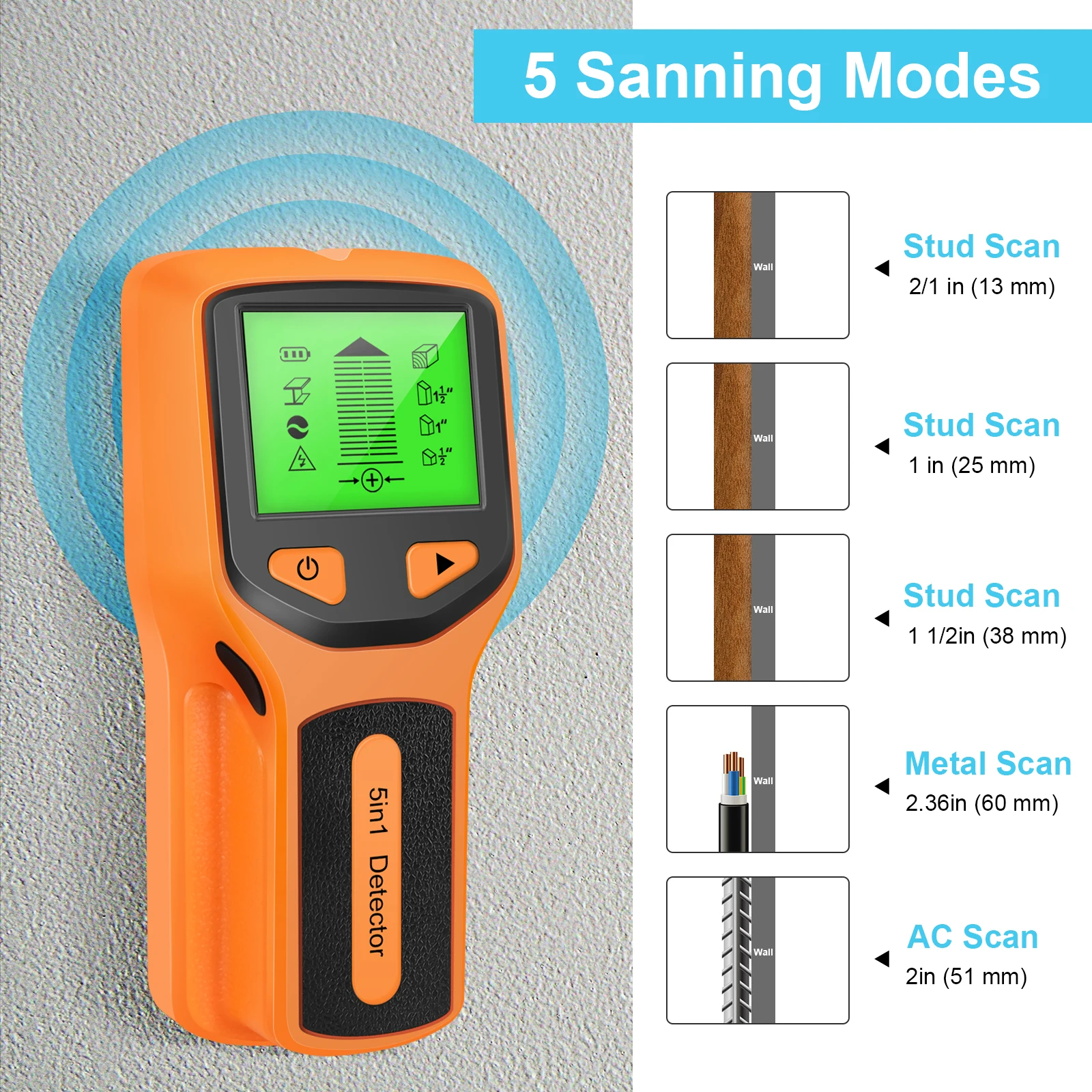 Sensor Detector de tornillos 5 en 1, escáner de pared portátil, localizador de Sensor de tornillo electrónico con pantalla LCD