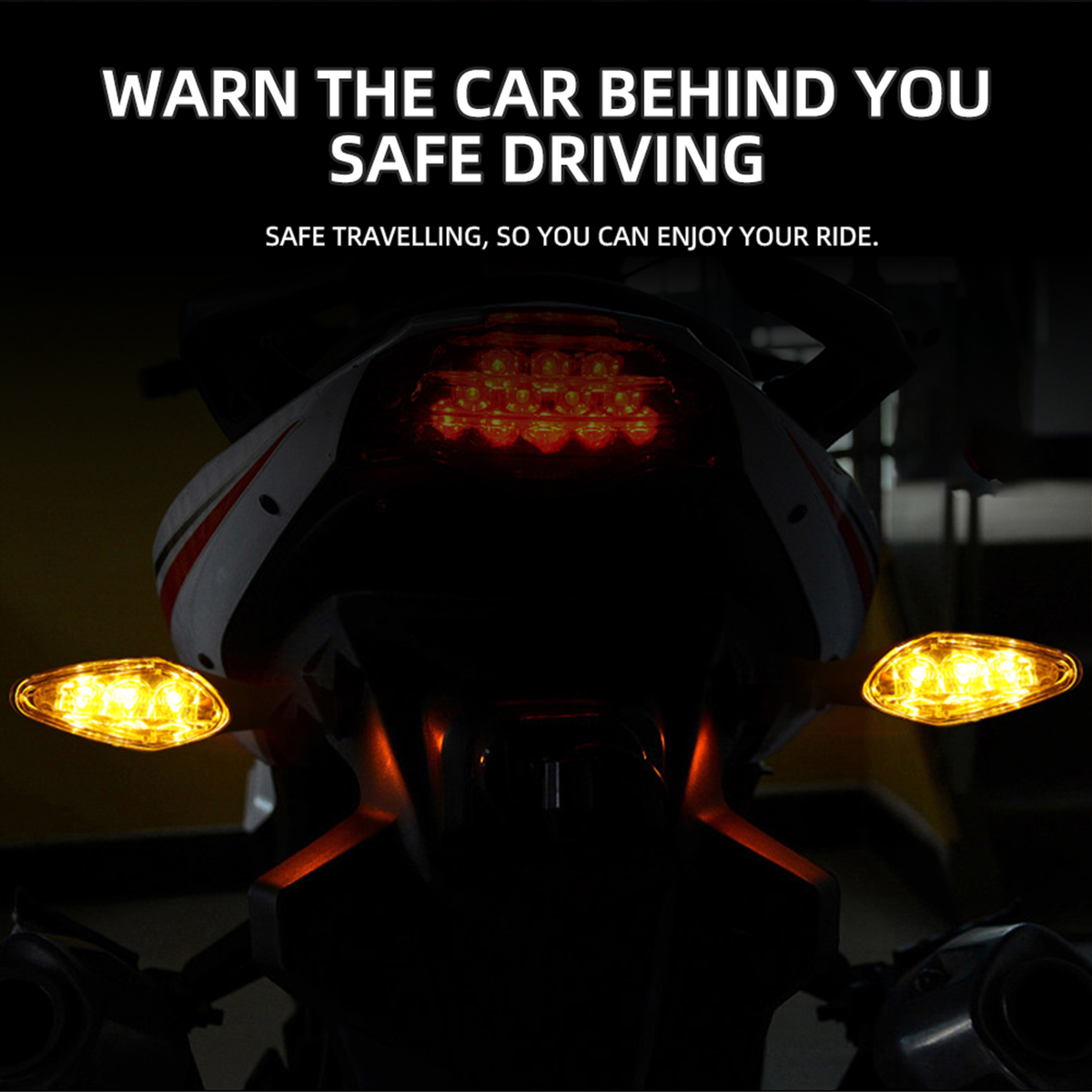Luz de señal de giro para motocicleta, indicador intermitente ámbar, resistente al agua, luces traseras de advertencia para Moto y Scooter, iluminación de lámpara para correr, 2 uds.