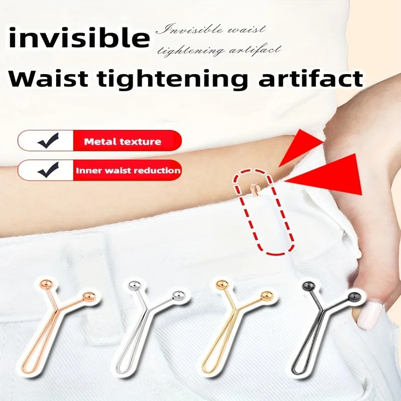 Onzichtbare metalen clips voor korset, verstelbare knoopclips, geschikt voor jeans en kleding, modeaccessoire 4-delige set