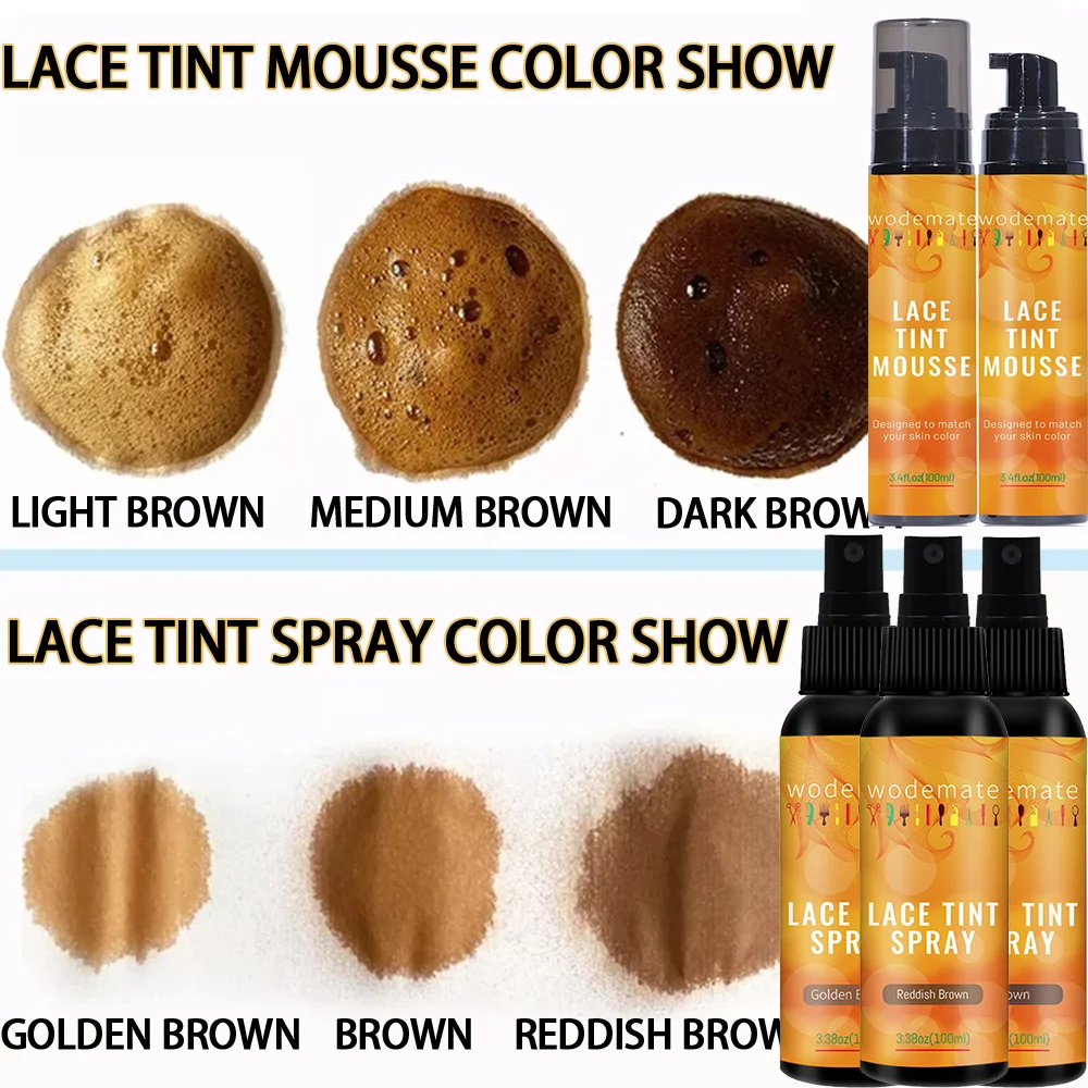 Mousse de tinte de encaje fácil de teñir, Spray para pelucas de secado rápido, seguro y conveniente, espuma teñida para Mousse resistente al sudor