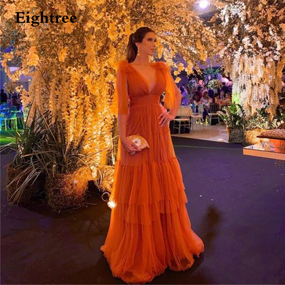 Eighree-Vestidos De Fiesta elegantes De tul, ropa De noche con cuello en V, estilo Dubai, 2024