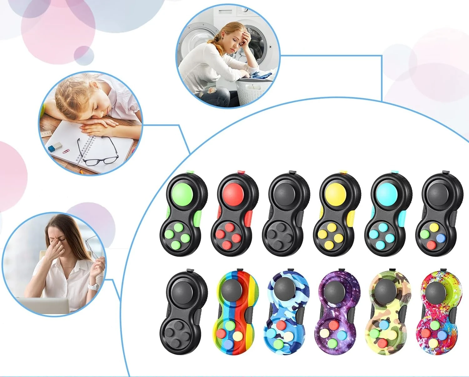 Fidget Pad Retro Classic Fidget Controller Palmare Fidget Game Controller Divertenti Fidget Pad Packs Classic Fidget Toys