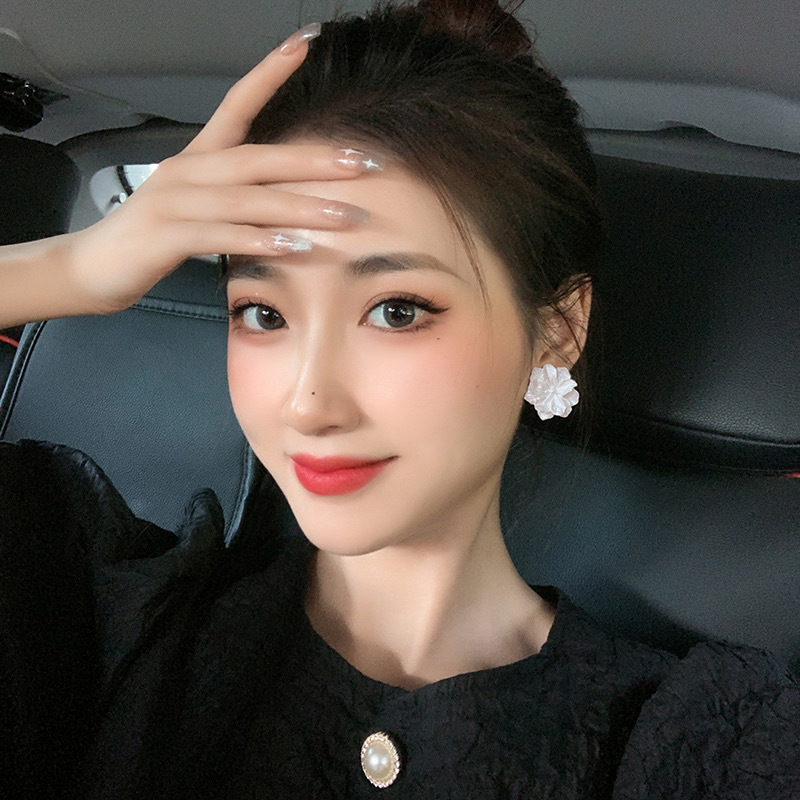 Boucles d'oreilles à fleurs blanches pour femmes, nouvelle mode coréenne moderne, accessoires de bijoux de fête mignons pour adolescentes, 2022