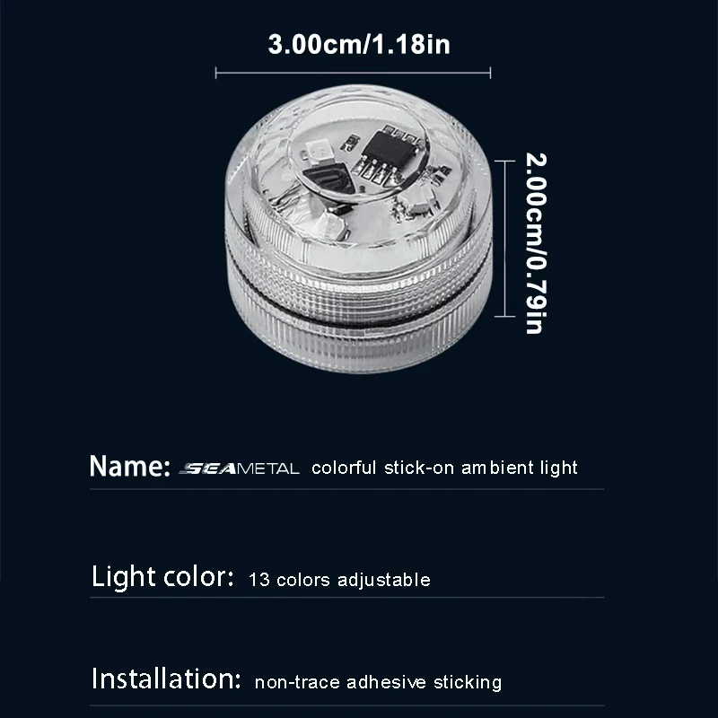 SEAMETAL adhésif sans fil LED voiture intérieur lumière ambiante Auto toit pied atmosphère lampe diamant lumière de plongée télécommande