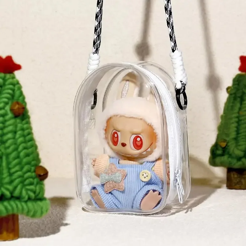 Für Labubu 15-17 cm V2 Sitzen Party PVC Transparent Display Tasche Schutz Fall Puppe Outfit Lagerung Zubehör