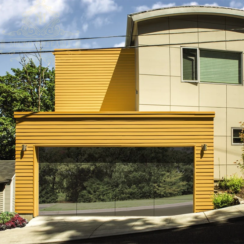 Custom garage door, custom sizes, custom styles, automatic opening, tempered glass, aluminum frame, with motor