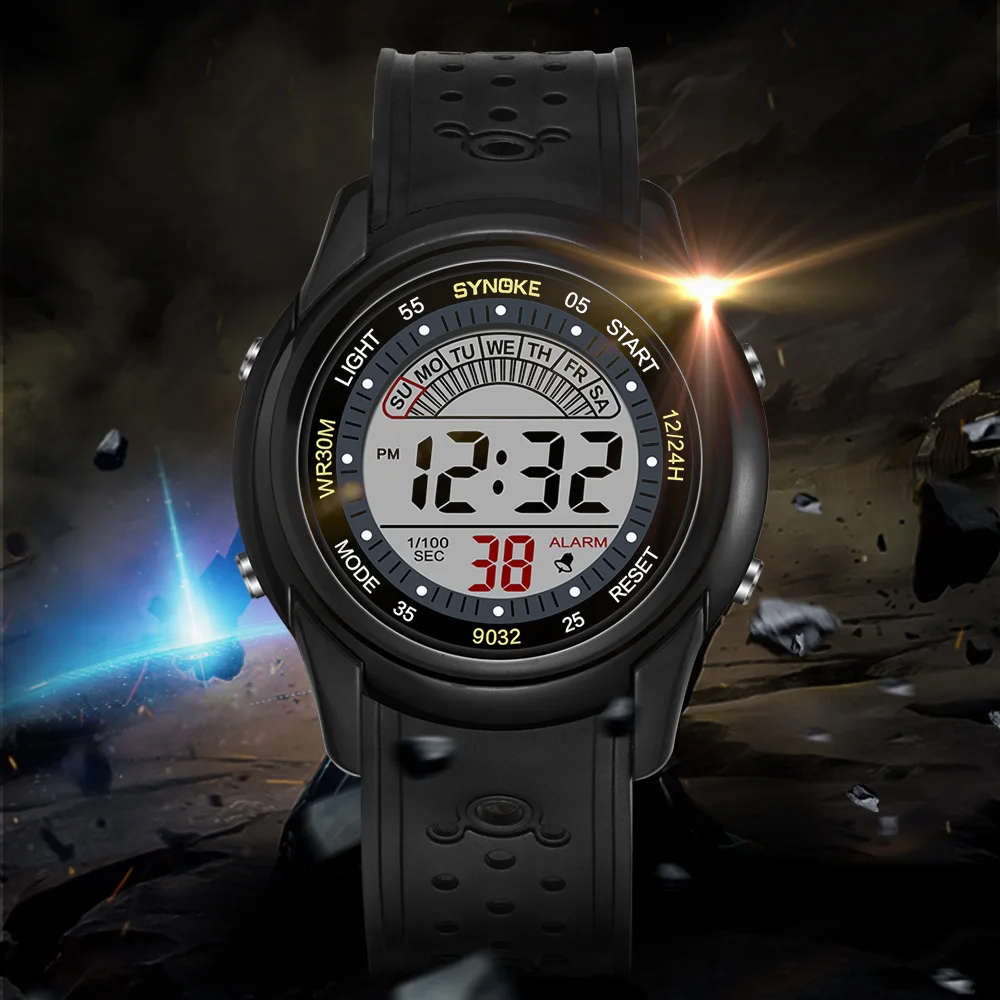 Reloj electrónico SYNOKE para hombre, reloj deportivo multifunción, reloj Digital LED luminoso resistente al agua, moda para estudiantes y niños
