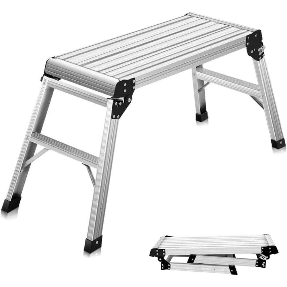 40'' Step Stool Folding Ladder Portable Work Bench Aluminum Drywall Stool with Non Skid Rubber Platform Step