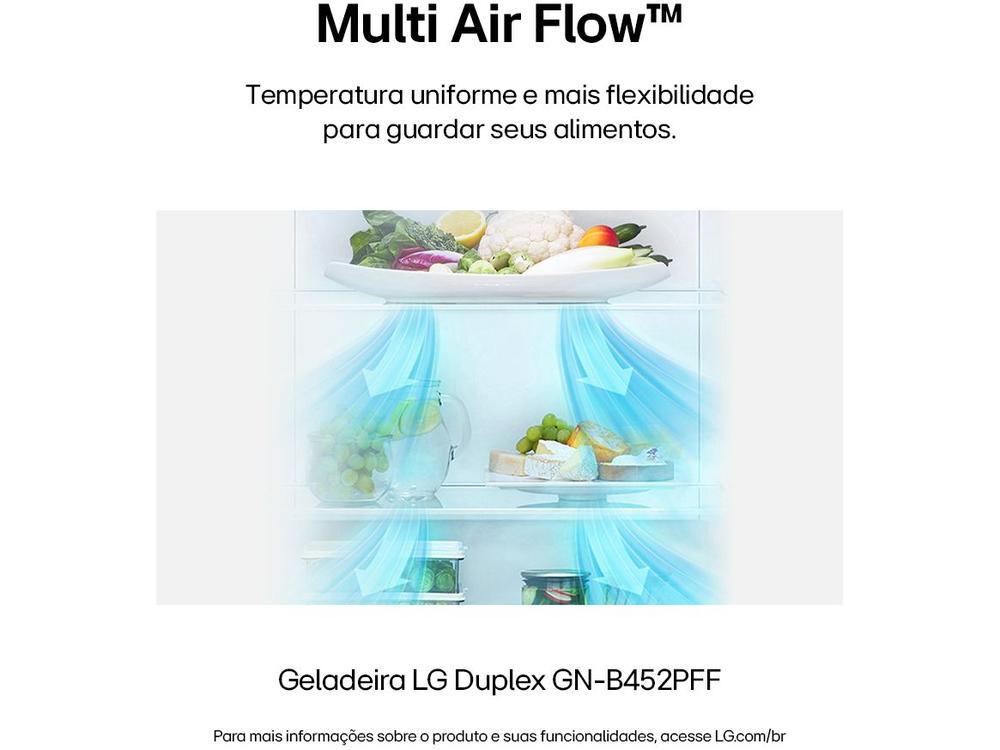 Geladeira/Refrigerador LG Frost Free Inox Duplex 461L GN-B452PFF - 110V