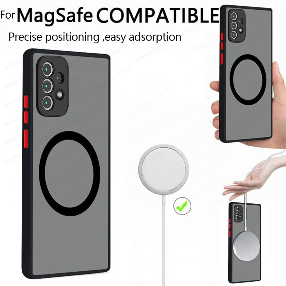 Rüstungs-Magnethülle für Samsung Galaxy A53 A54 A55 A52 A52S A35 A34 A33 A32 A14 A12 A13 A71 5G Wireless Charge Matte Cover
