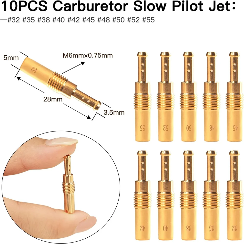 40PCS Carburetor Main Jet Slow Pilot Jet Kit Include 30pcs Main Jets and 10pcs Slow Pilot Jet for PWK Keihin OKO CVK Crab