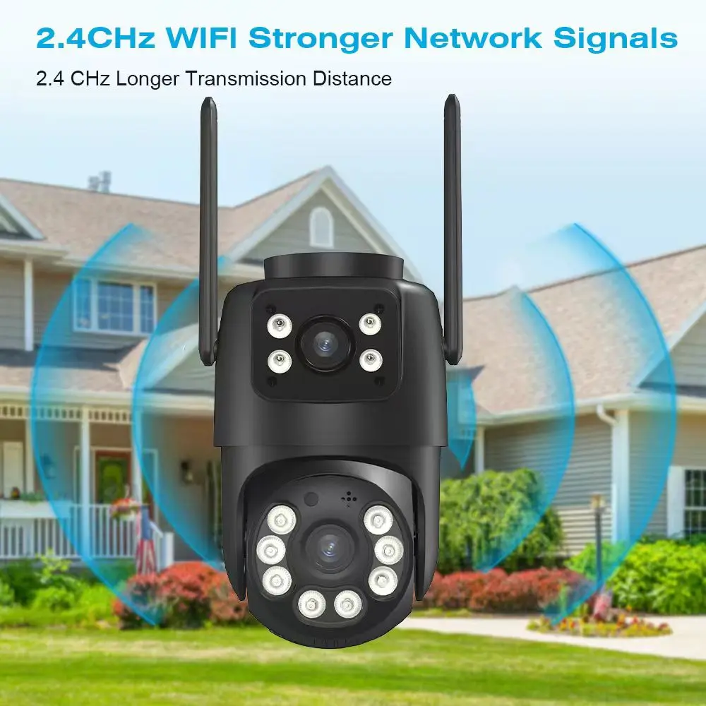 Cámara de vigilancia WiFi BELIA 4K 8MP, zoom digital 4X, cámara IP PTZ lente dual ONVIF, detección humana AI, seguridad exterior ICSEE