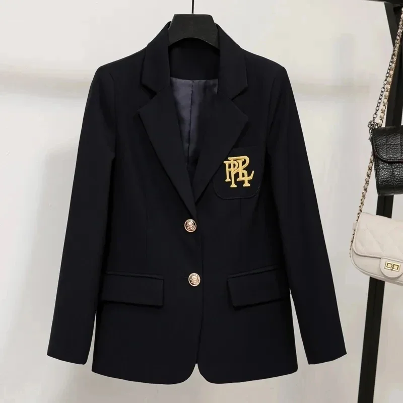 Damska marynarka Casual Office Formal Blazer Coat Haft Biała marynarka z pojedynczym kołnierzem Wysoka jakość