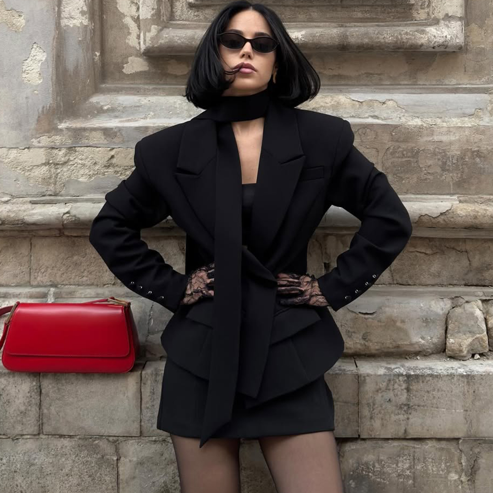 Tuularose Lint Tailored Jas Dames V-hals Lange Mouwen Knop Jas 2025, Herfst Vrouwelijke Mode Formele Luxe Slanke Blazerjas