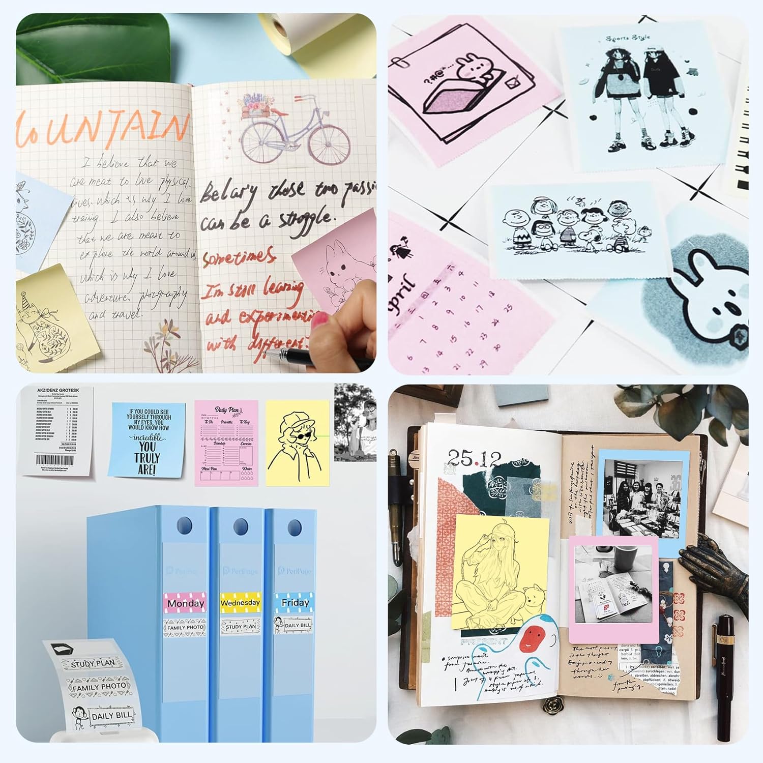 Mini papel de impressora, papel térmico, adesivos imprimíveis para impressoras térmicas de bolso