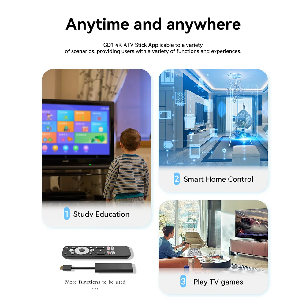 Dcolor GD1 google and netflix Certified 4K Smart Android TV Stick with Amlogic S905Y4 2GB+16GB Support dual-band Wi-Fi 2.4G/5G