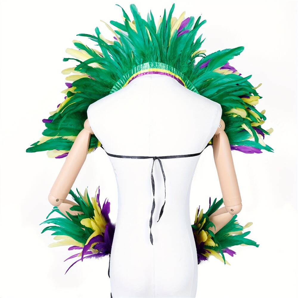 フェザーショールと手首カフス1組 女性用 魔女 ハロウィン マルディグラ フェザーケープ コスチューム パーティー コスプレ ゴシック