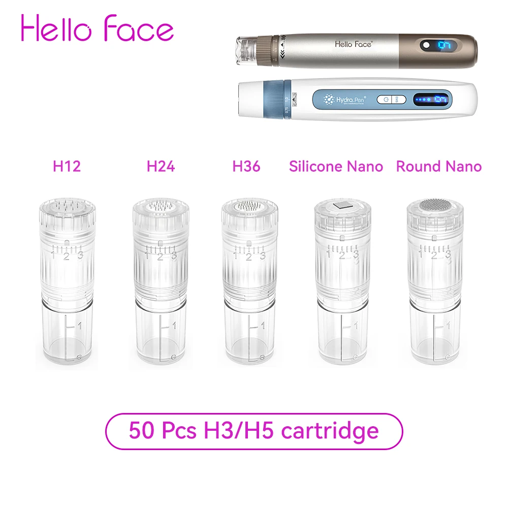 Hello Face-H3-マイクロニードルカートリッジ,シリコンチップ,ナノチップ,ハイドロペン用,h5デバイス,50個,12ピン