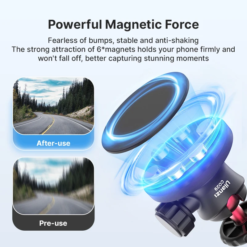 Ulanzi CO29 Magnetic Action Camera Mount with 360° ballhead Gopro Adapter 1/4'' Screw for Gopro Insta360 Smartphone Holder Vlog