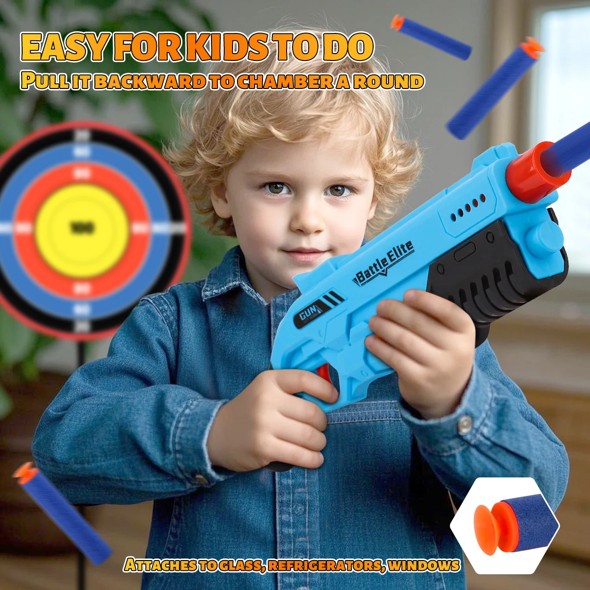 ใหม่กลางแจ้งเด็ก Bullet Blaster คู่มือโฟม DART Launcher Battle ปืนของเล่นปลอดภัยกระสุนตัวเลือกหลายสีสําหรับเด็ก