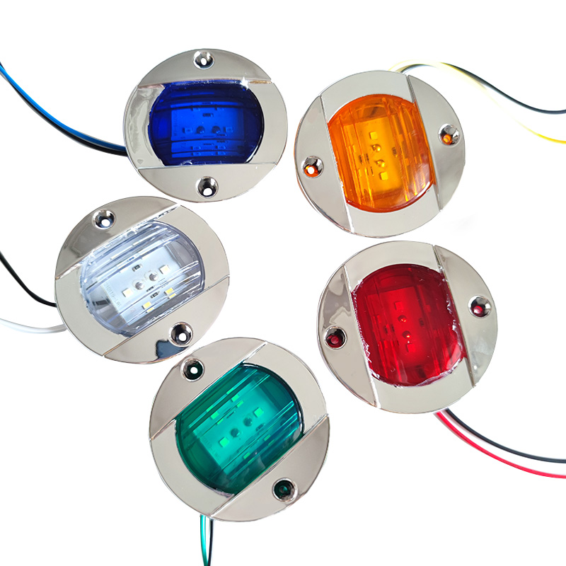 4 Uds 12V barco marino popa LED luz de popa redonda blanco frío lámpara trasera accesorio de yate azul amarillo verde rojo
