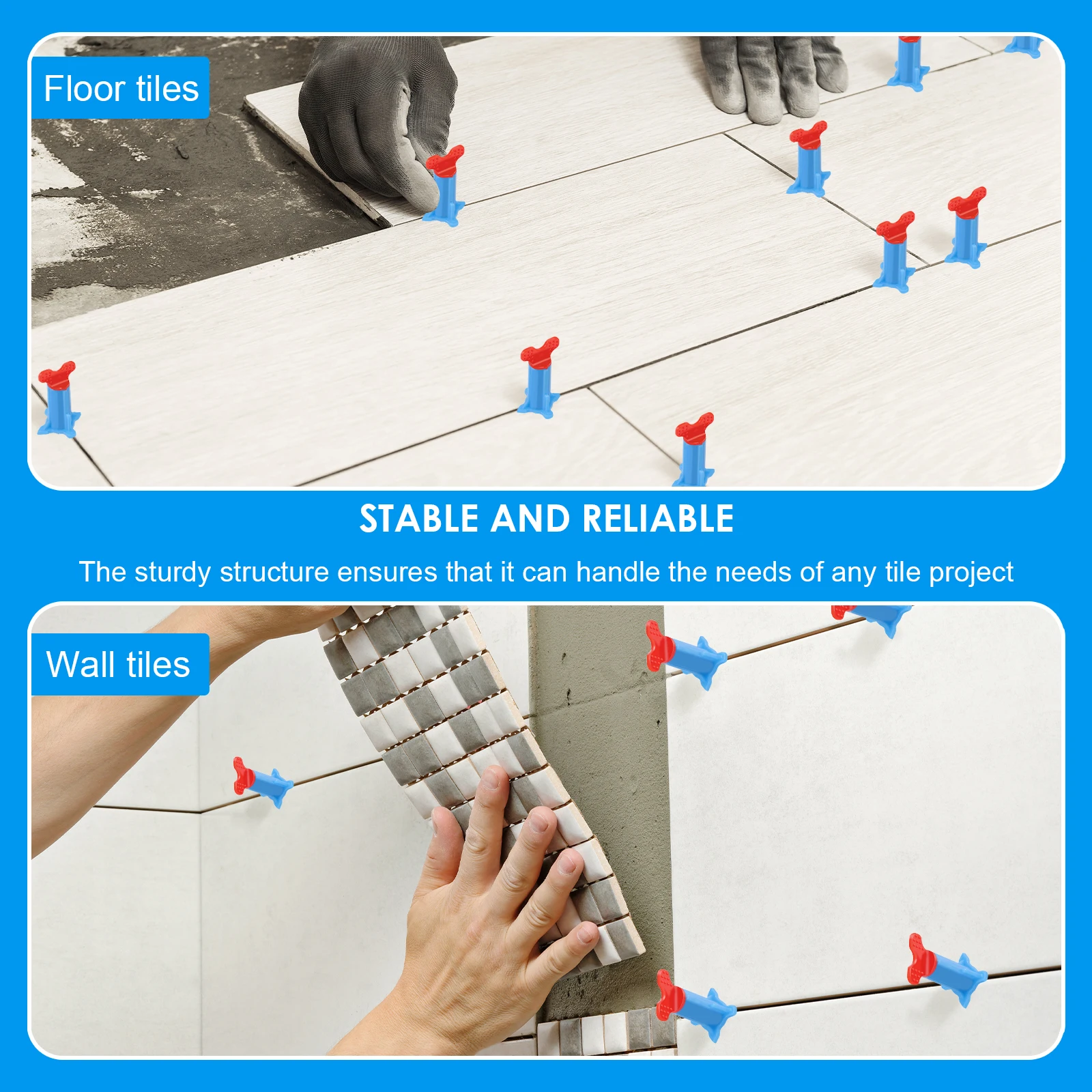 40/20PCS Tile Leveling System for Tile Laying Wall Leveler Wedges Alignment Spacers Fast Positioning Wall Tile Locator