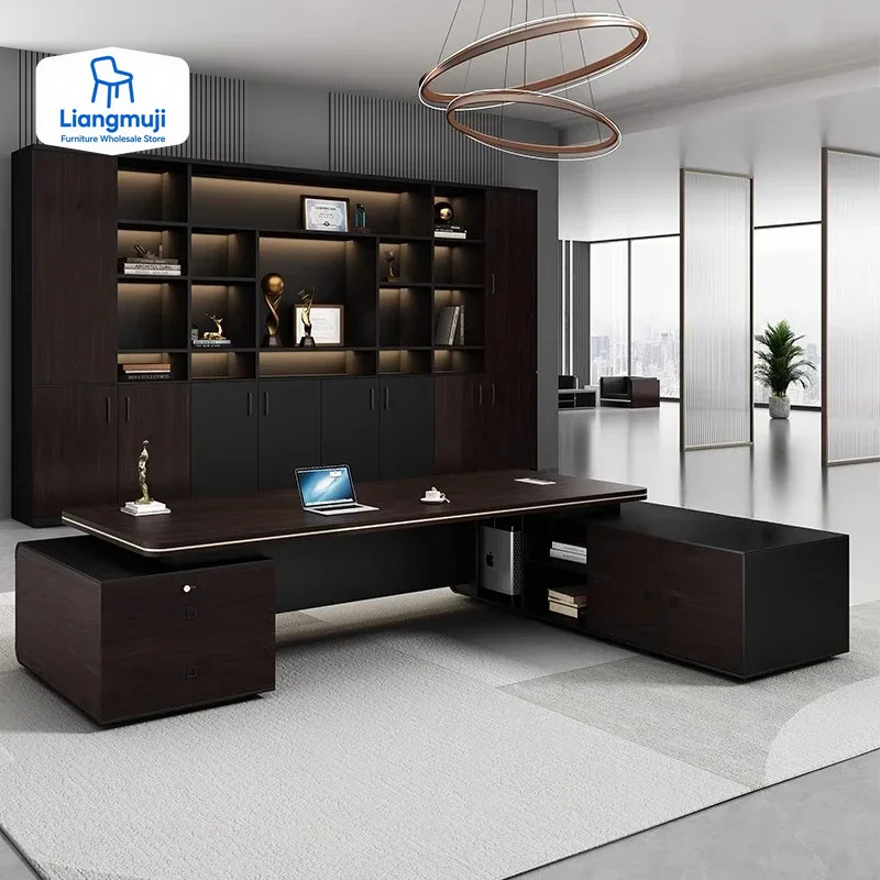 Light Luxury Boss Office Desk Wooden Storage Designer Vintage Unique Desk High Quality Modern Executive Schreibtisch Furniture
